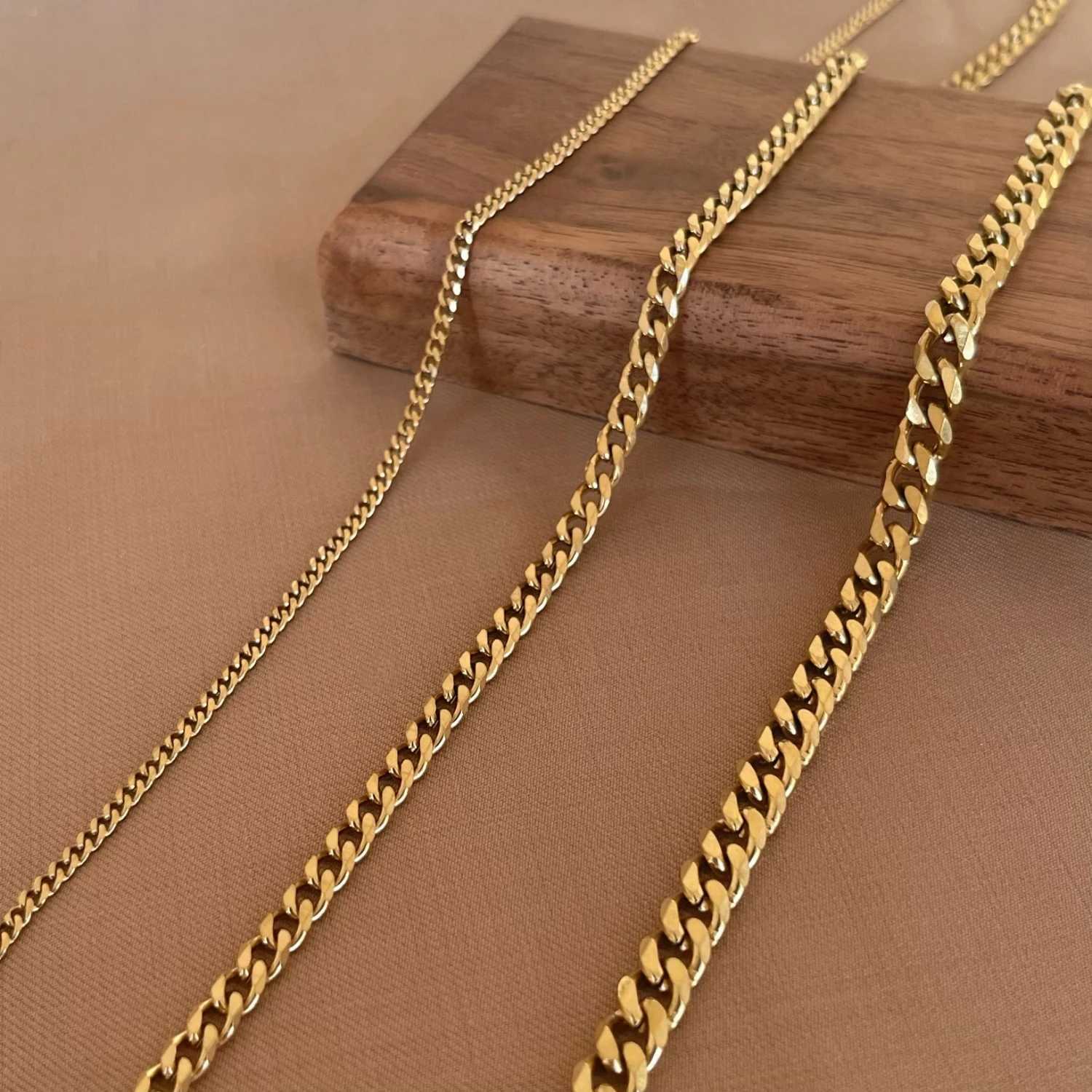 3/5/7mm Stainless Steel Punk Cuban Chains Necklace for Men Women Gold Silver Color Choker Metal Collar Jewelry Fashion GiftXJ250121