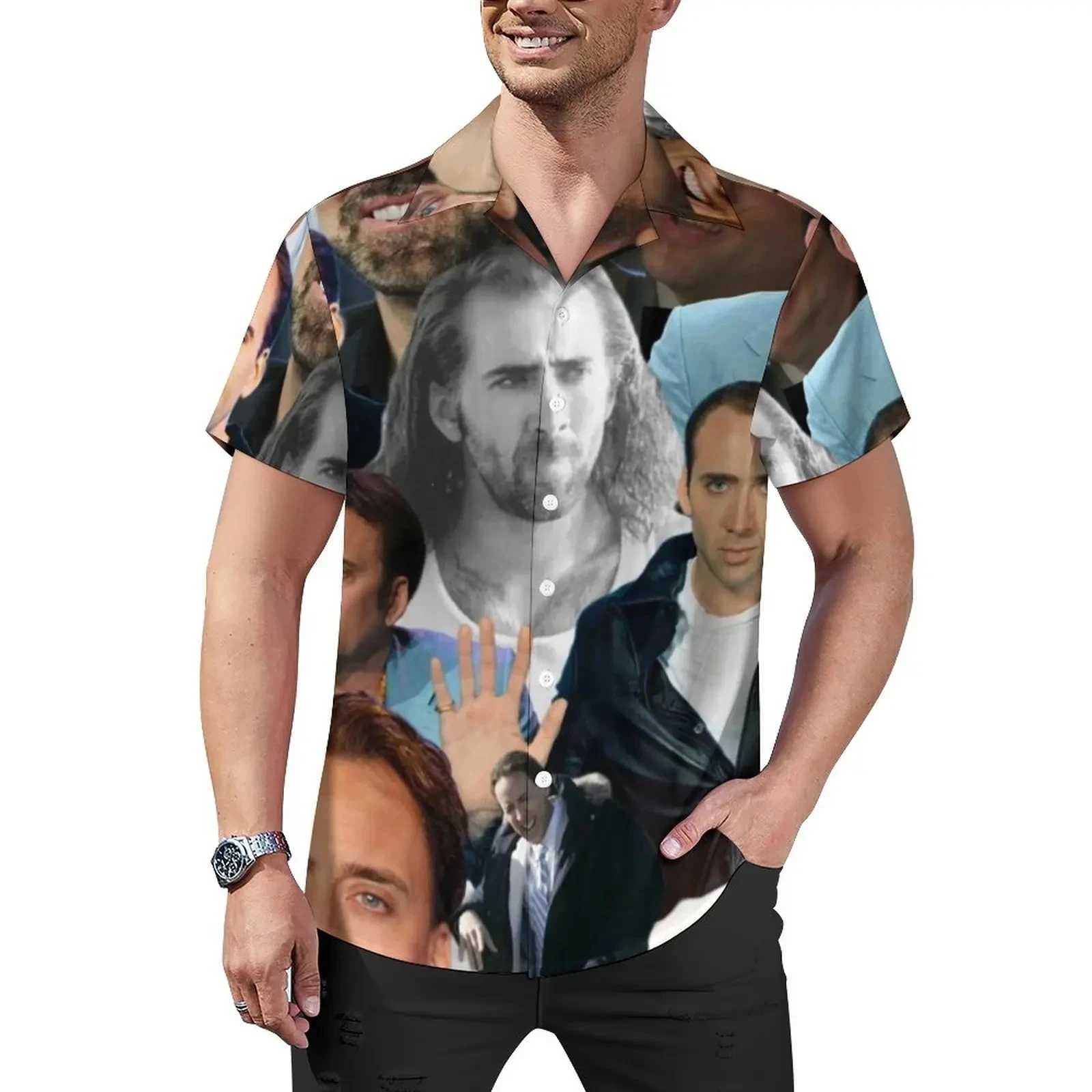 Nicolas Cage 3D Printed Lapel Men Shirt Man/Women Casual Fashion Short Sleeves Shirts Button Streetwear Oversized Unisex ClothesXJ250121