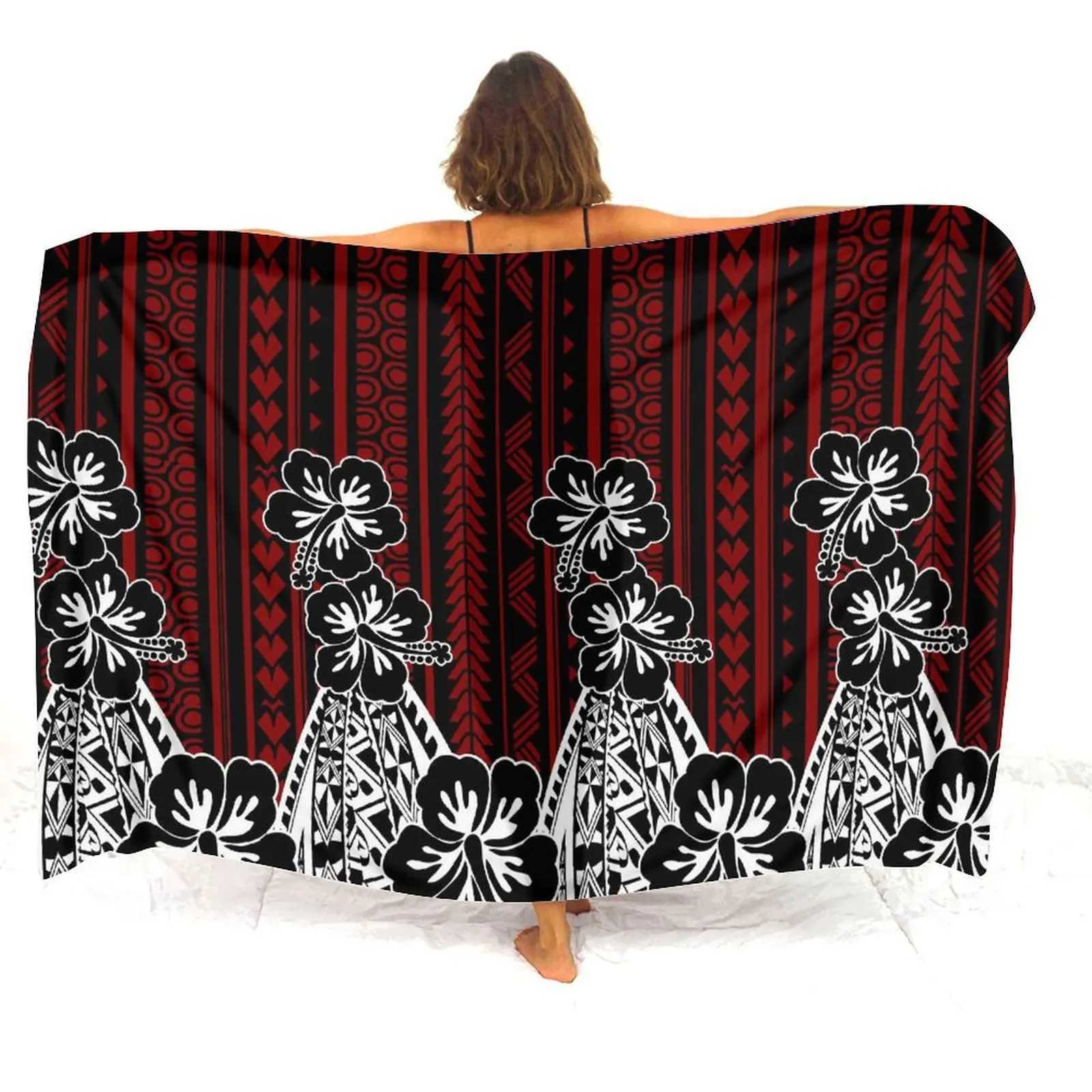 Polynesian Ladies Fashion Sarong Custom Quty Fabric Summer Ladies Style Holiday Dre Island Art Print Custom Sarong W250120