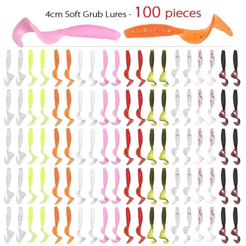 100Pcs/Lot Fishing Lures 4cm 0.4g Soft Bait Artificial Silicone Wobbler Worm Moggot Grub Lure Sea Swimbait Pike Carp AccessoriesXJ250122