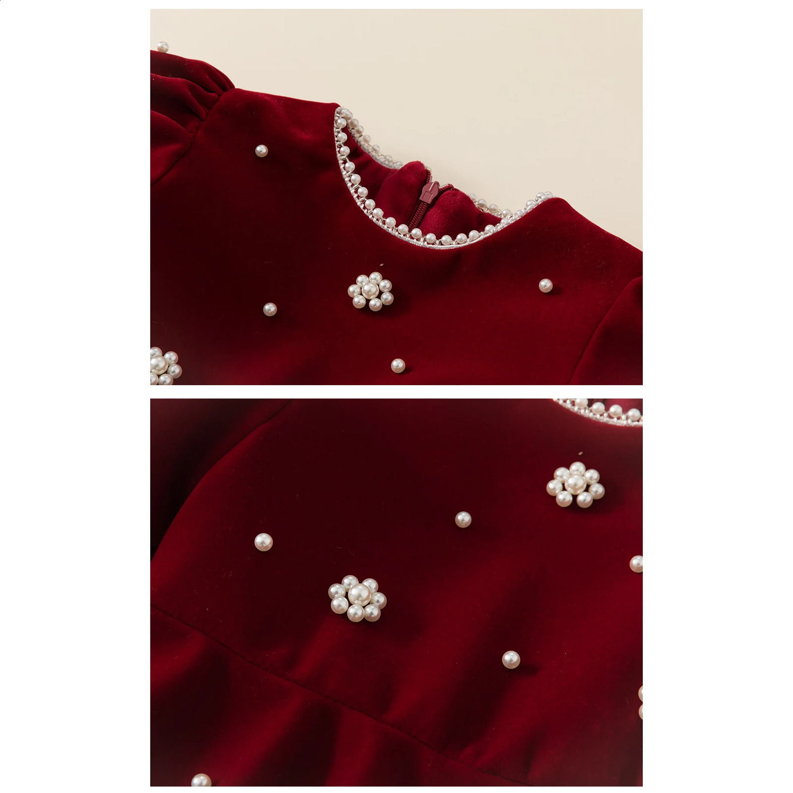 Autumn Winter Children Dress 1-10Y Girls Pearl Thick Warm Fleece Party Christmas Princess Dresses Toddler Wear Kids Clothing 250218