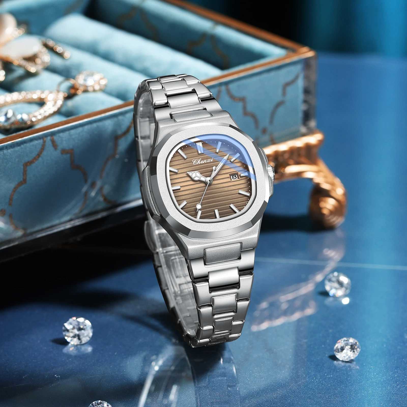 CHENXI 8222 New Womens Watch Elegant Silver Stainless Steel Party Quartz Watch Gift Relogio Feminino X250203