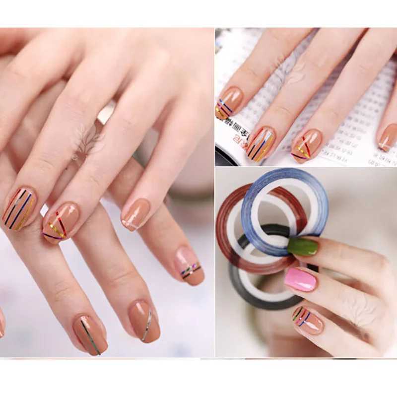 10pcs Nail Striping Tape Metallic Yarn Line 3d Nail Art Tool Color Rolls Nail Decals DIY Nail Tips Sticker DecorationXJ250120