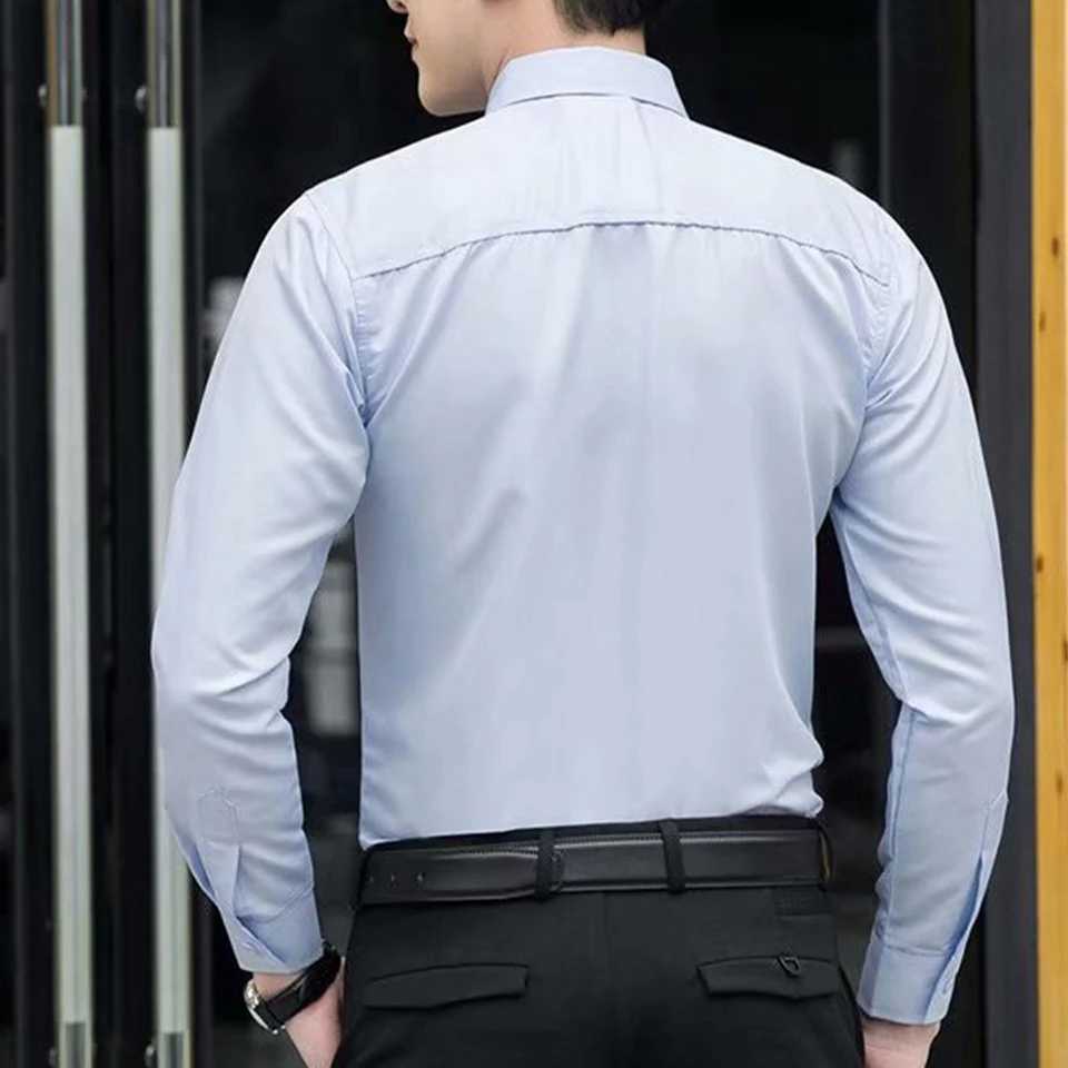 Mens Formal Business Shirts And Blouses Solid Color Long Sleeve Slim Casual Party Shirt Top Clothing Male ClothingXJ250121