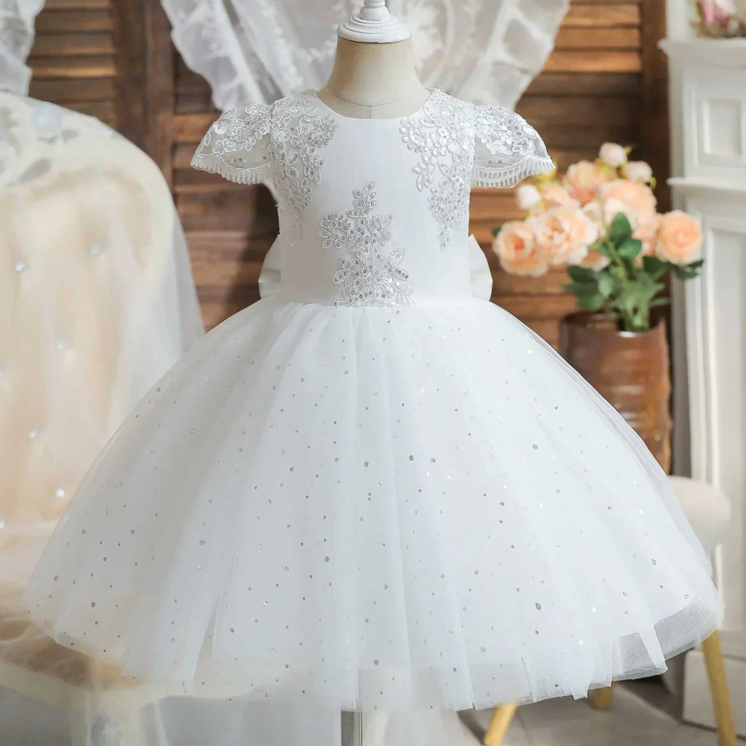 1-5Y Baby Girls Dress for Lace Embroidery Cute Baby 1st Birthday Baptism Pink Dresses Kids Wedding Party Gown for Toddler Girl X250203