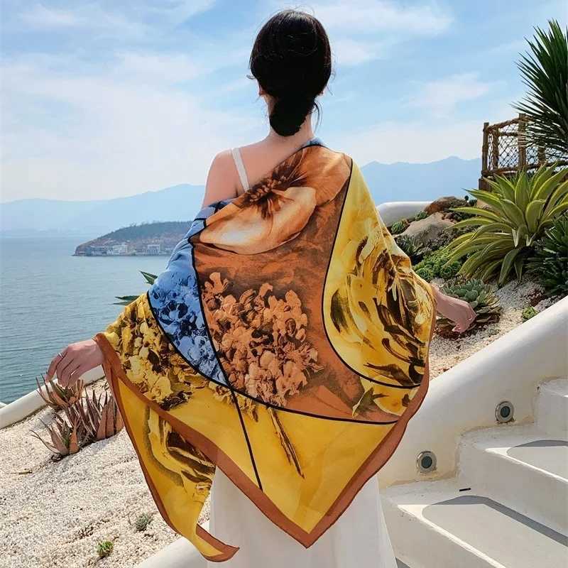 HOT 130x130cm large Velvet Texture Squar Travel Scarf Beach Dr Bikini Sarong Wr Women Brazilian Swimsuit Bathing Cover-ups W250120