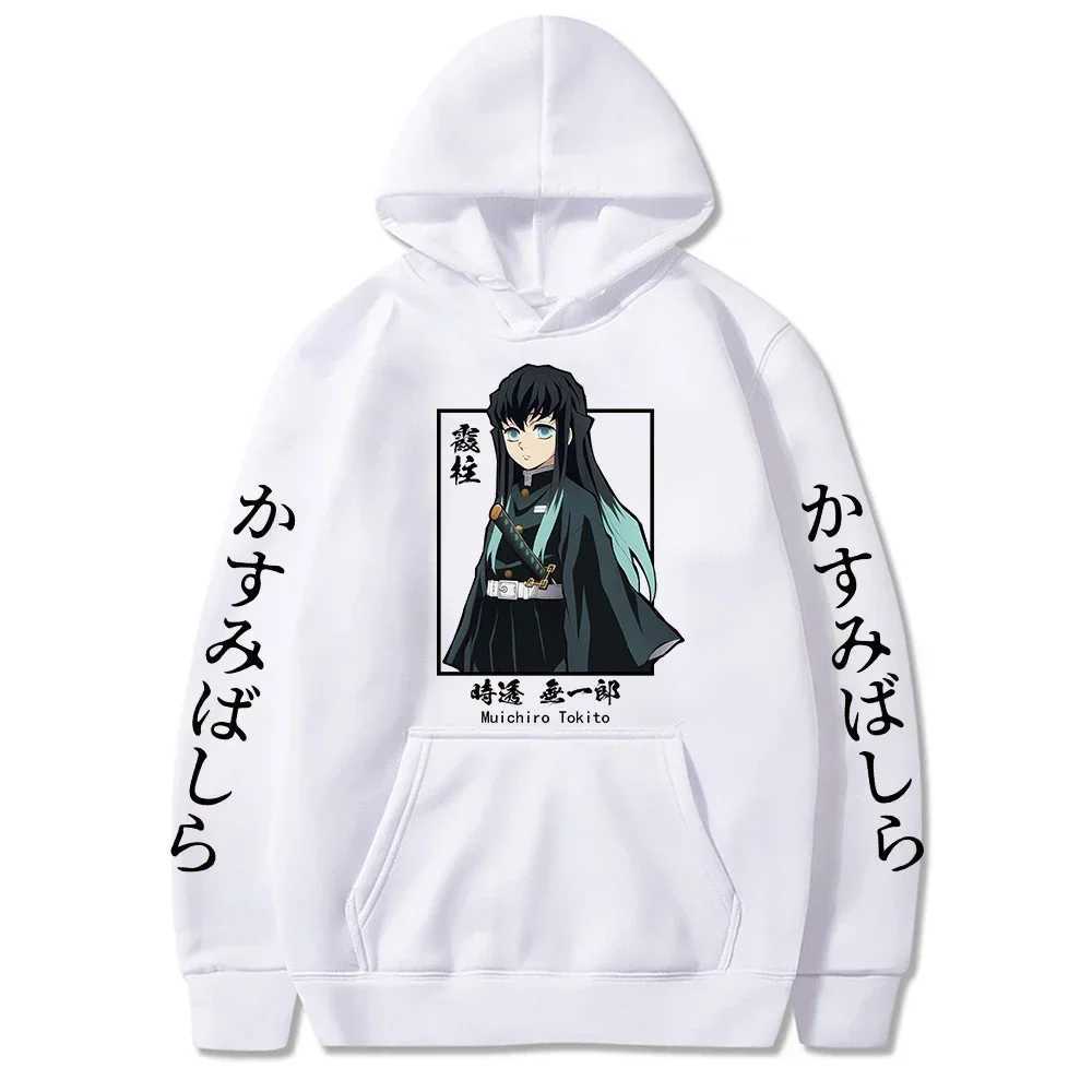 2024New Anime Demon Slayer Muichiro Tokito Graphic Hoodies Pullover Harajuku Streetwear Cartoon Casual oversized man SweatshirtXJ2500118