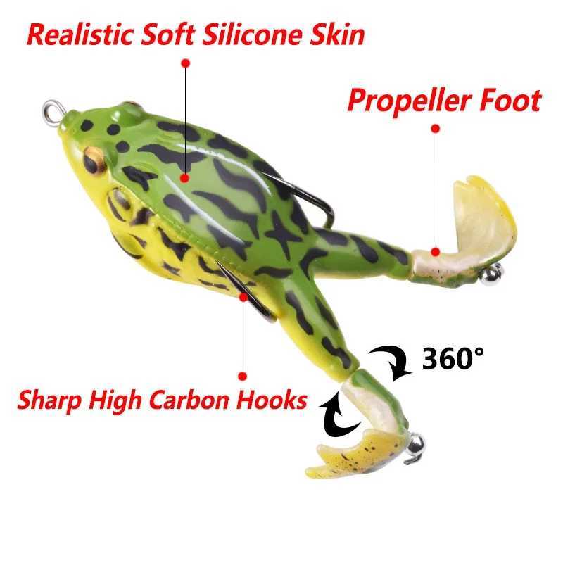 1 Pc Topwater Frog Fishing Lure 9cm 13.5g Propeller Flipper Duckling Soft Baits for Bass Catfish Isca Silicone Artificial BaitXJ250122