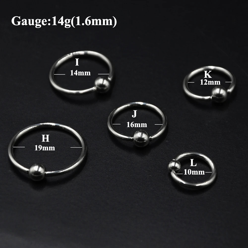 10pcsLot Steel Large Size Captive Bead Lip Rings BCR Nipple Eyebrow Tragus Ear Hoop Earrings Piercing Body Jewelry 250110