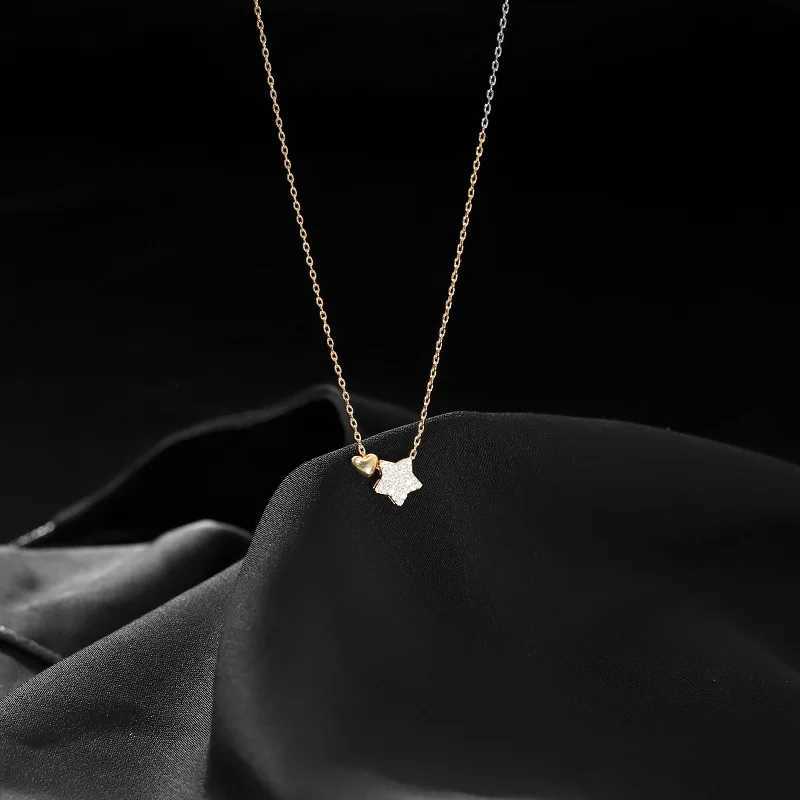 Birtay Gift 925 Sterling Silver Cute Shiny Star Collar Pendant Flashing Diamond Necklace Woman Charm Jewelry Wedding Party GifXJ250114
