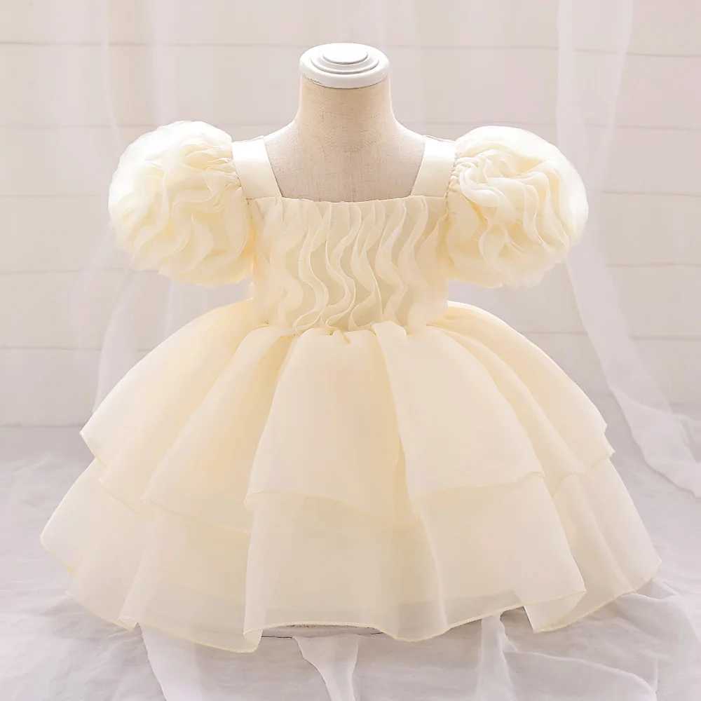 Pageant 1 Year Birthday Dress For Baby Girl Clothes Floral Princess Dress Wedding Puff Sleeve Girls Dresses Baptism Party Gown X250203