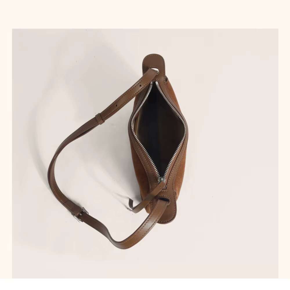 New Simple First Layer Cowhide Suede Square Flap Small Thin Design Daily-Use Women Crossbody Bag