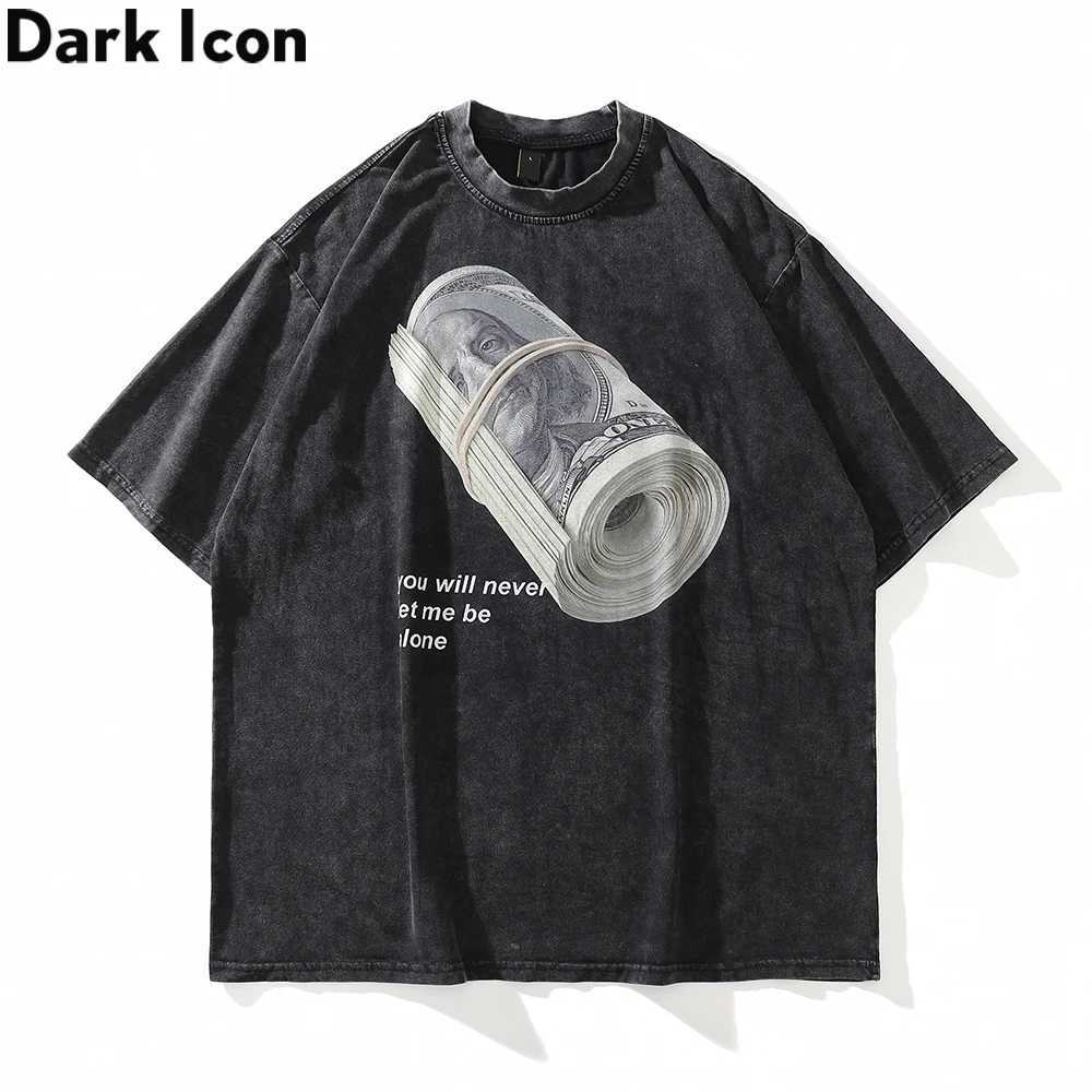 Black USD super Large Hip Hop T-shirt for Men 2022 Summer Mens T-shirt Cotton T-shirt X250203