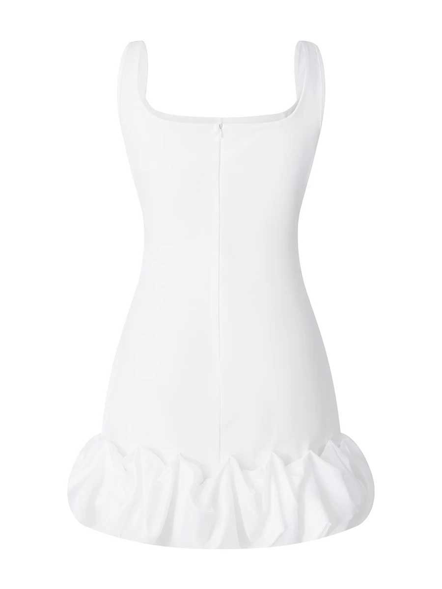 Women Vintage Dress Spaghetti Strap Square Neck Bodycon Bubble Mini Dress Party Evening Sexy Ele Dresses Summer ClothesXJ250115