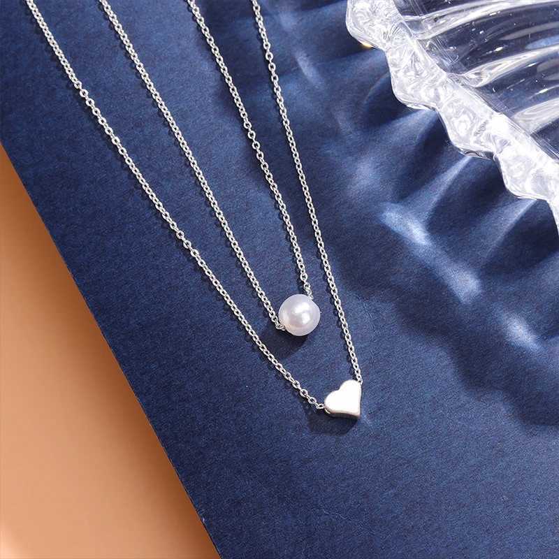 925 Sterling Silver Double-Layer Layered Pearl Necklace Fashionable Pendant Collaone Chain Temperament Luxury JewelryXJ250114