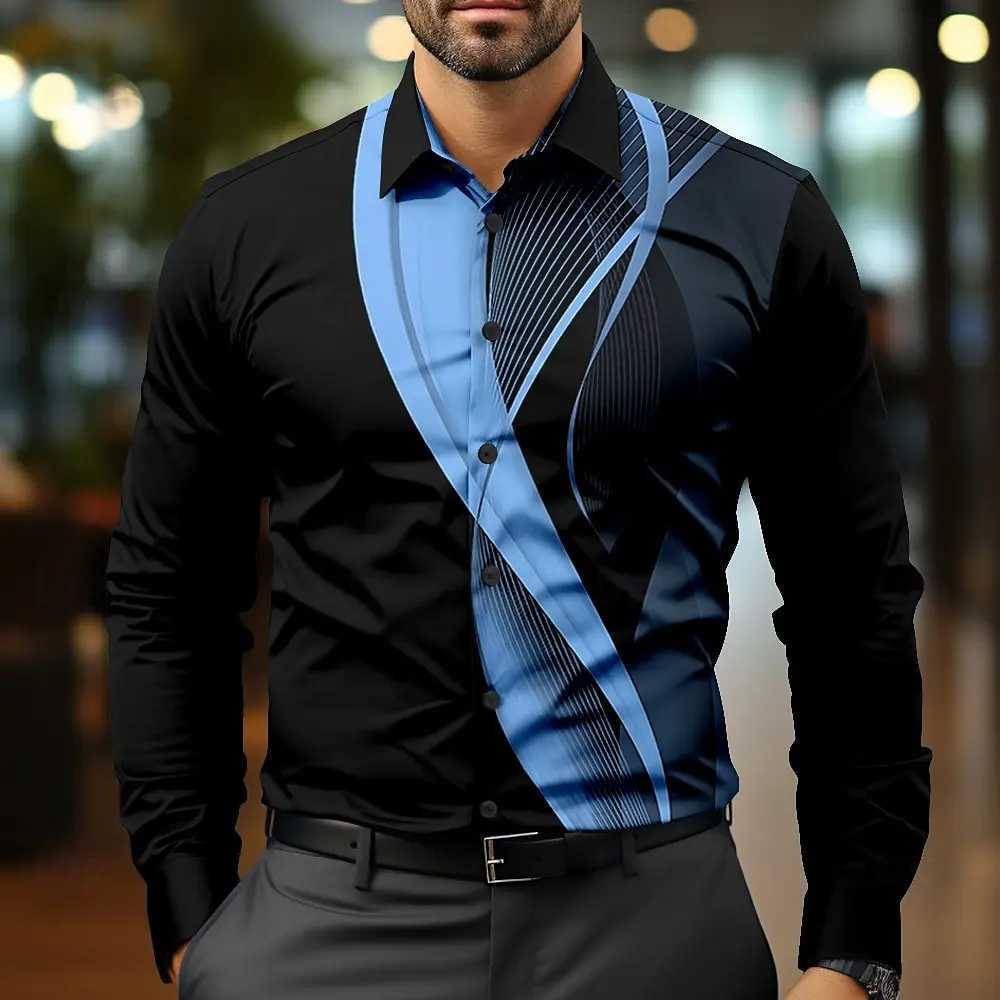 Mens Shirt Autumn Long Sleeve Shirts For Men 3d Printed Tops Street Fashion Casual Oversized Man Clothing Business Black ShirtsXJ250121