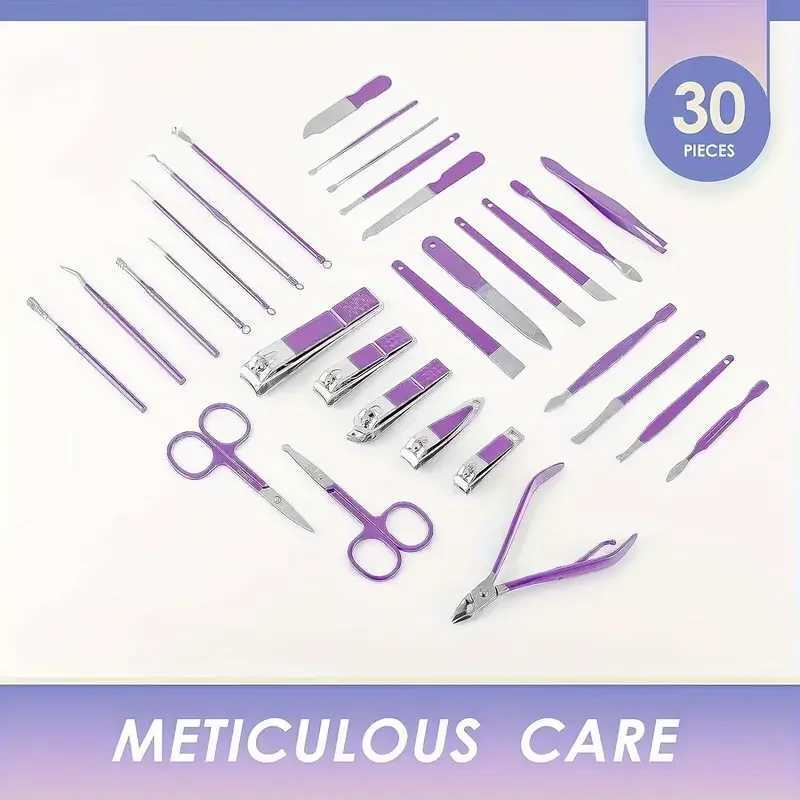 30pcs/set Nail Clippers Manicure Tool Set With Portable Travel Case Cuticle Nippers And Cutter Kit Professional Nail ClippersXJ250116