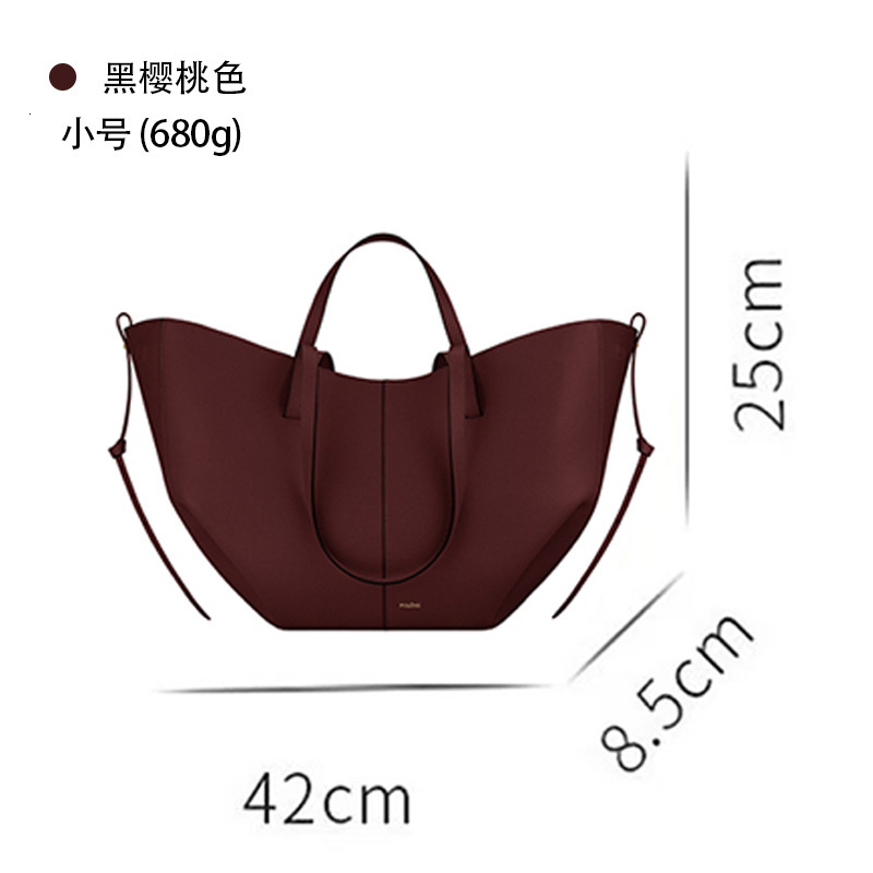 Genuine leather POEIVE high-quality large capacity shopping one shoulder tote, wing shaped women's bag, pleated bag