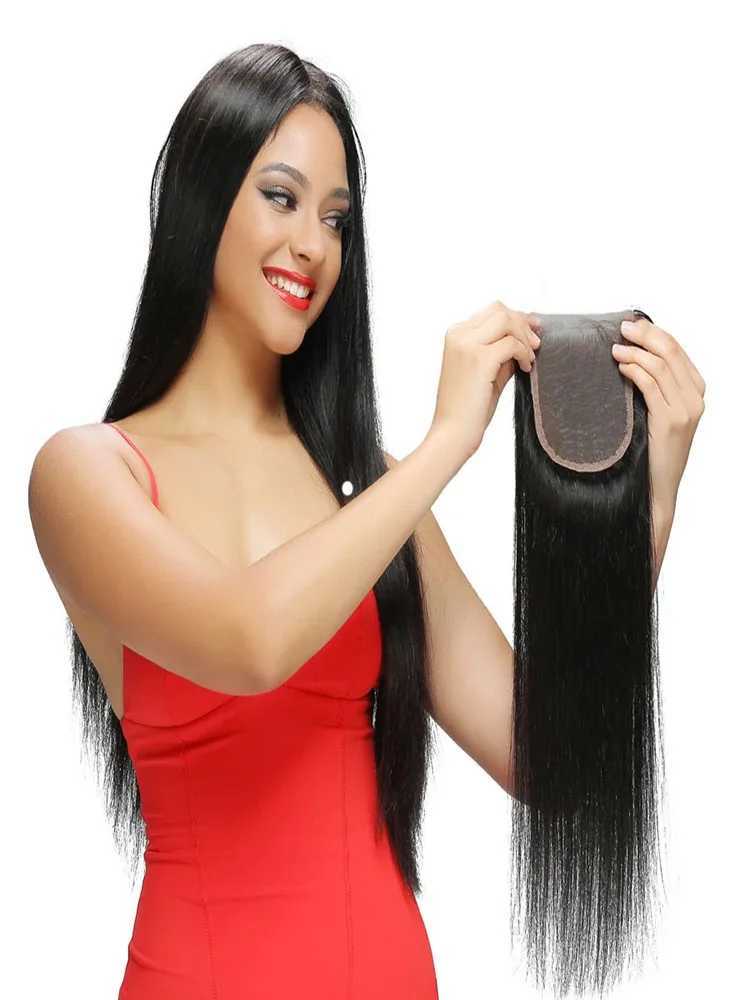 4x4 Straight Lace Clo Human Hair 10-24 Inch Natural Black 100% Brazilian Virgin Hair Transparent Lace Front CloXJ250120