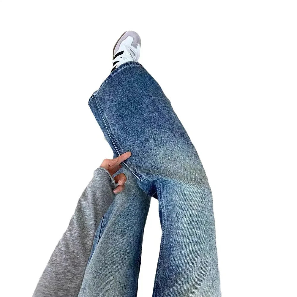 Vintage High-Waisted Loose-Fit Jeans Womens Autumn Style Micro-Flared Wide-Leg Dragged Pants American Style 250117