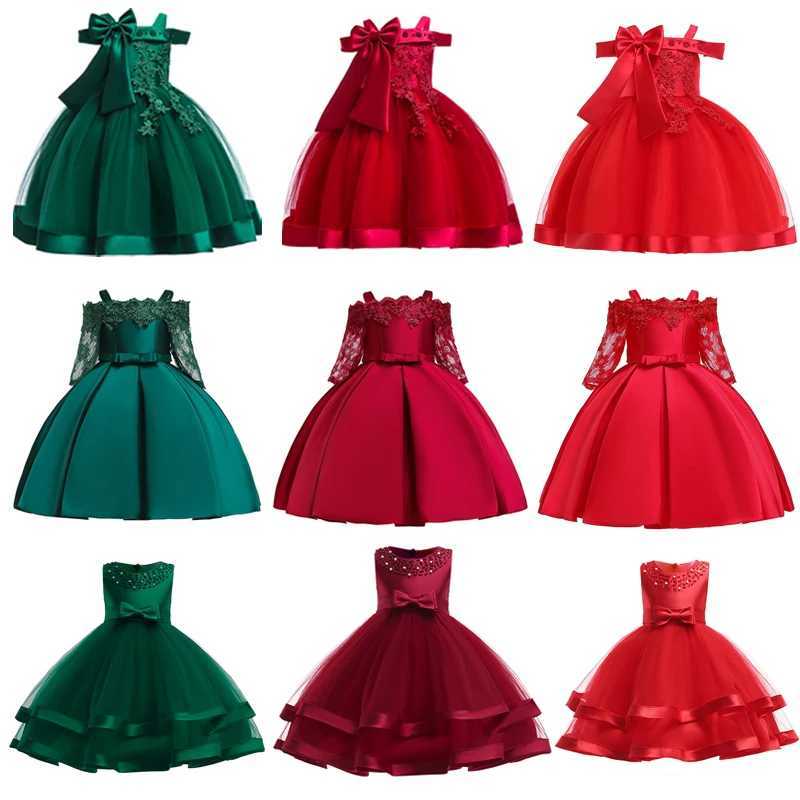 Green Christmas Princess Dress For Girl Children Costume Elegant Kids Wedding Birthday Prom Gown Bow Girls Party Dresses 3 10Y X250203