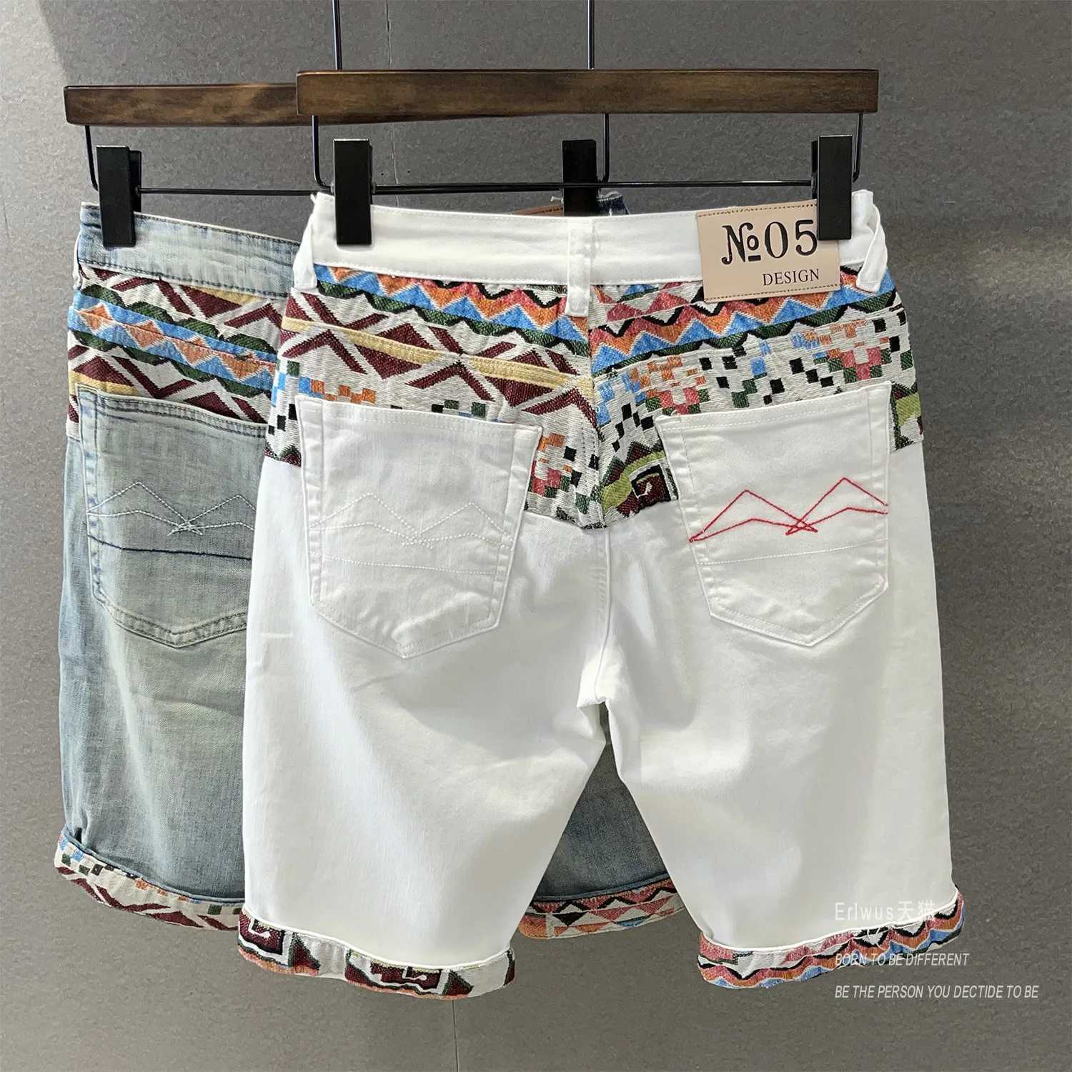 Korean Style Luxury Summer Jeans Shorts White Embroidery Men Designer Casual Straight Popularity Denim Harajuku Shorts Pants X250203