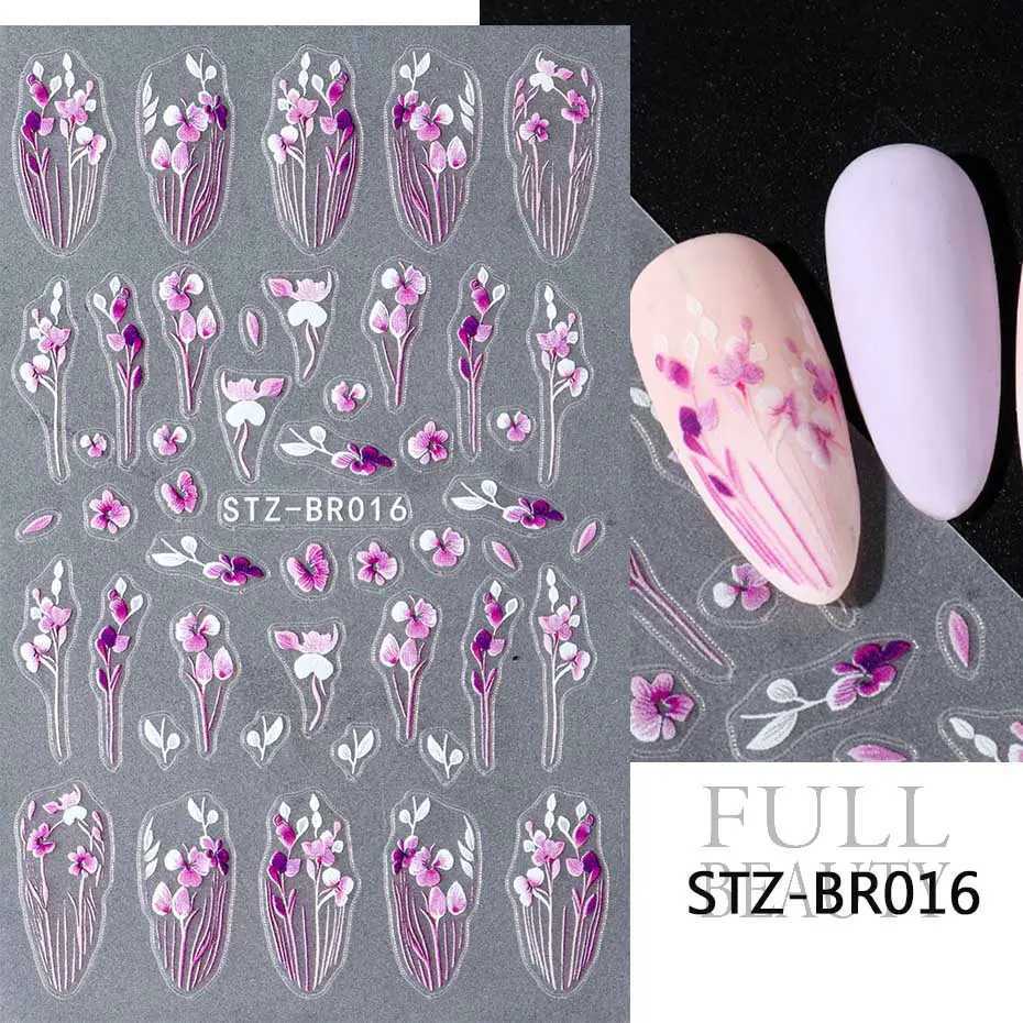 3D Purple Flower Nail Sticker Y2K Petal Floral Self-Adhesive Decal Slider DIY Fashion Manicure Decoration AccessoriesXJ250120