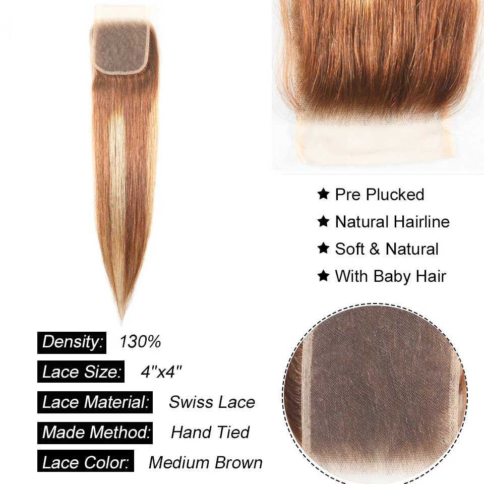 P4/27 Highlight Straight Human Hair Bundles With Clo Brazilian Hair Weave Bundles With Clo Hair Extension 3/4 BundlesXJ250120