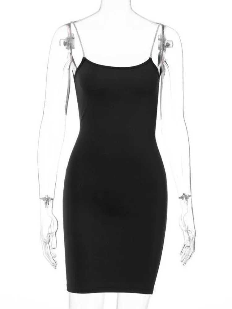 Sexy Rhine Shoulder Strap Sveless Slim Bodycon Dress Women Girdling Waist Skinny Mini Dress Ele Club Party VestidosXJ250115