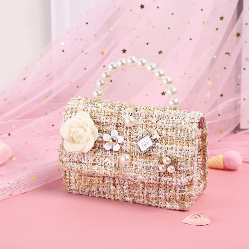 Korean Kids Purses and Handbags Mini Crossbody Cute Girls Pearl Hand Bags Tote Little Girl Small Coin Pouch Party Purse Gift 250113