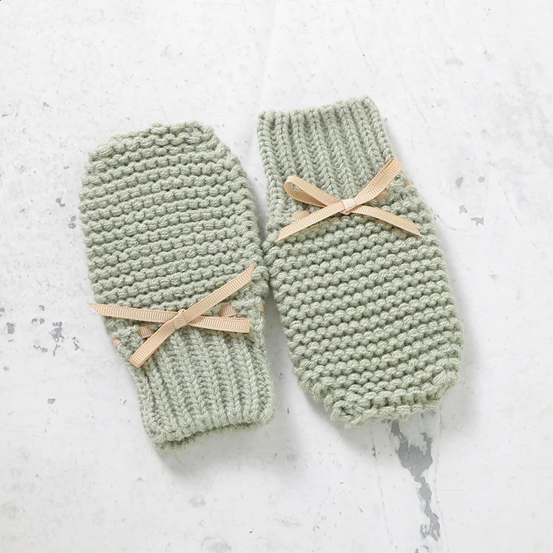 born Baby Romper Shoes Gloves Set Knit Girl Boy Jumpsuit Boot Mitten Solid Toddler Infant Long Sleeve Clothing 4PC Fall 0-18M 250121