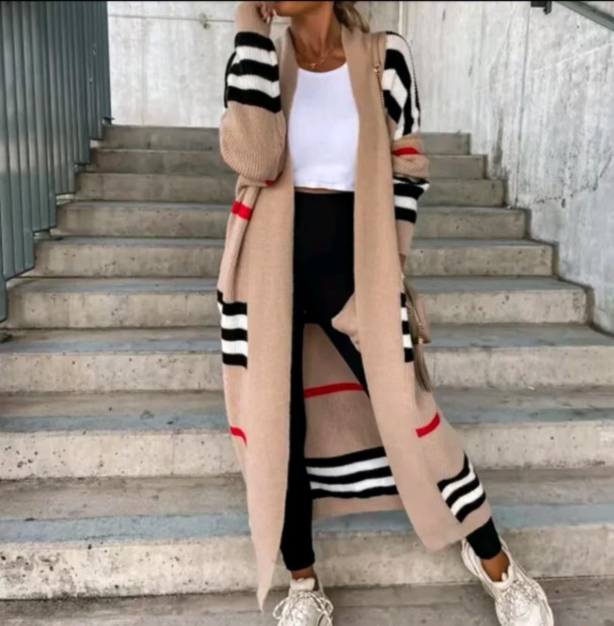 Designer coat women's casual buttons long sleeve long coat loose