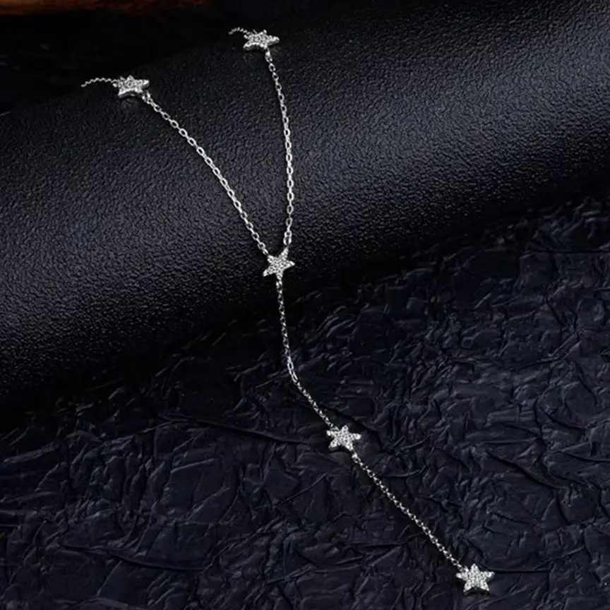 Real S925 Sterling Silver Star Necklace Women Brilliant Five Pointed Star Pendant Necklace Female Luxury Jewelry Shiny 5A ZirconXJ250114