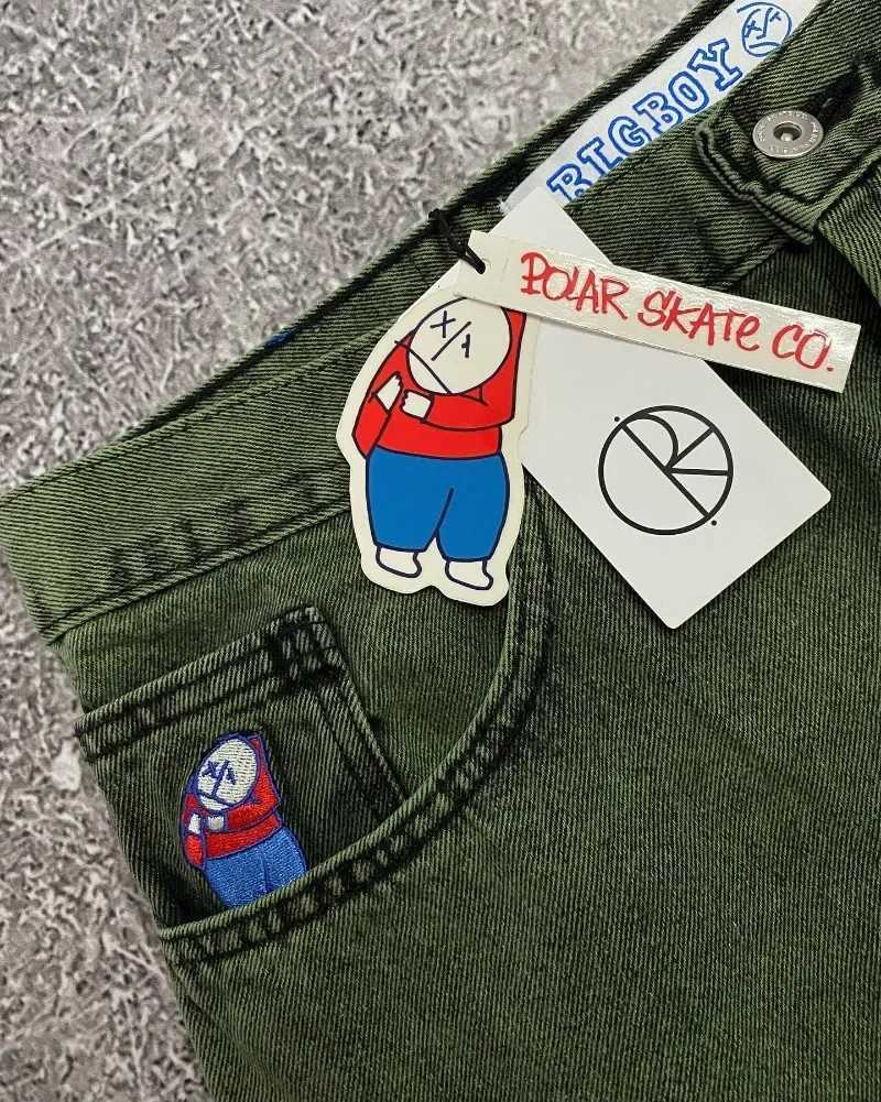 Big Boy Baggy Shorts New Harajuku Hip Hop Cartoon Graphic Embroider Retro Denim Shorts Y2k Gym Basketball Shorts Women Clothing X250203