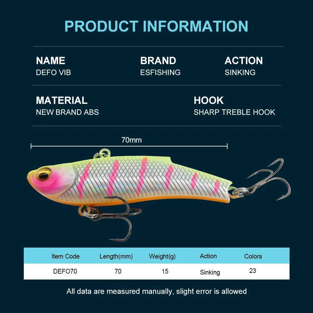 ESFISHING bulk 4pcs Hard Bait DEFO VIB 70mm15g Pike Winter Ice Fishing Lure Tackle Sinking Icsa Artificial WobblersXJ250122