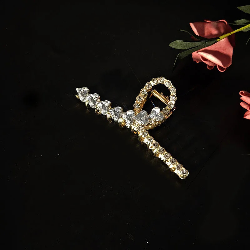 1Pcs Fashion Water Diamond Love Hair Claw For Women Girls Party Hair Accessories 250120