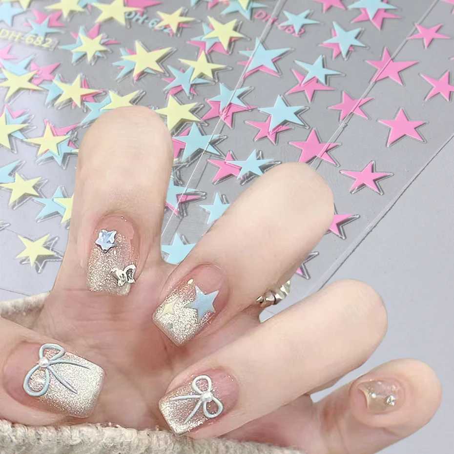 Star Nail Art Sticker Y2K Five Pointed Star Sweet Cool Simple Punk Style Self Adhesive Slider Nail Accessory Manicure DecorationXJ250120