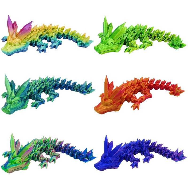 3D Printed Dragon Flexible Movable Rotatable Articulated Dragons Ornaments Home Office Desktop Craft Ornament Free shipping