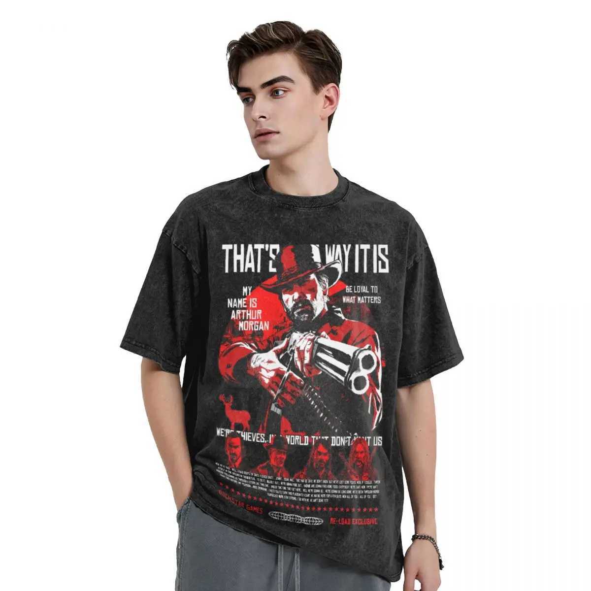Red Death Redemption 2 T-shirt Summer Movie Y2K Classic T-shirt 2024 Cotton Hippie T-shirt Mens Short Sleeve Printed T-shirt X250203