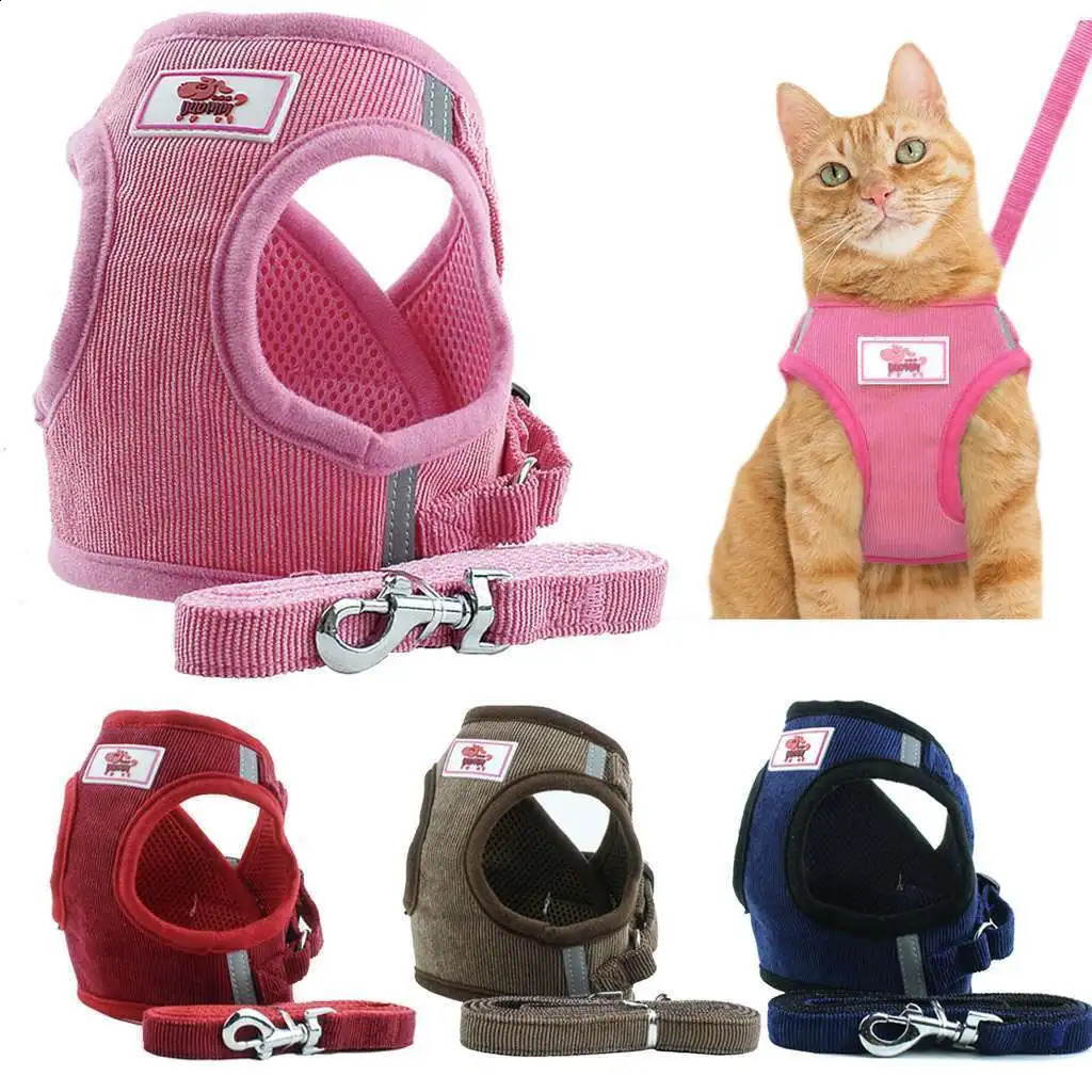 Dog Harness Leash Set for Small Dogs Adjustable Puppy Cat Harness Vest French Bulldog Chihuahua Pug Outdoor Walking Lead Leash 250121