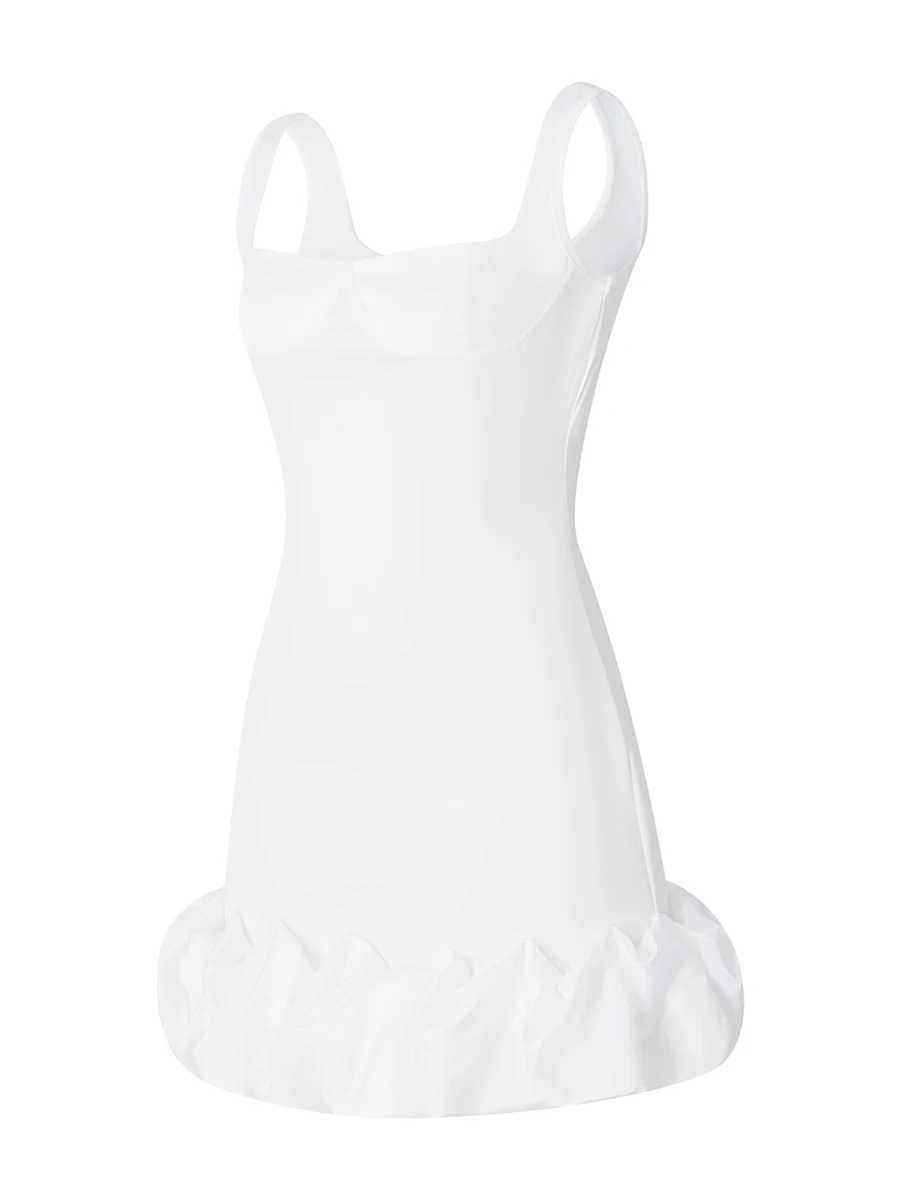 Women Vintage Dress Spaghetti Strap Square Neck Bodycon Bubble Mini Dress Party Evening Sexy Ele Dresses Summer ClothesXJ250115