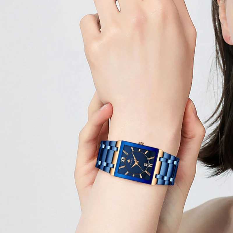 2024 WWOOR New Wen Watches Top Brand Luxury Wens Bracelet Blue Square Watch Ladies Dress Quartz Wristwatch Womens Watch X250203