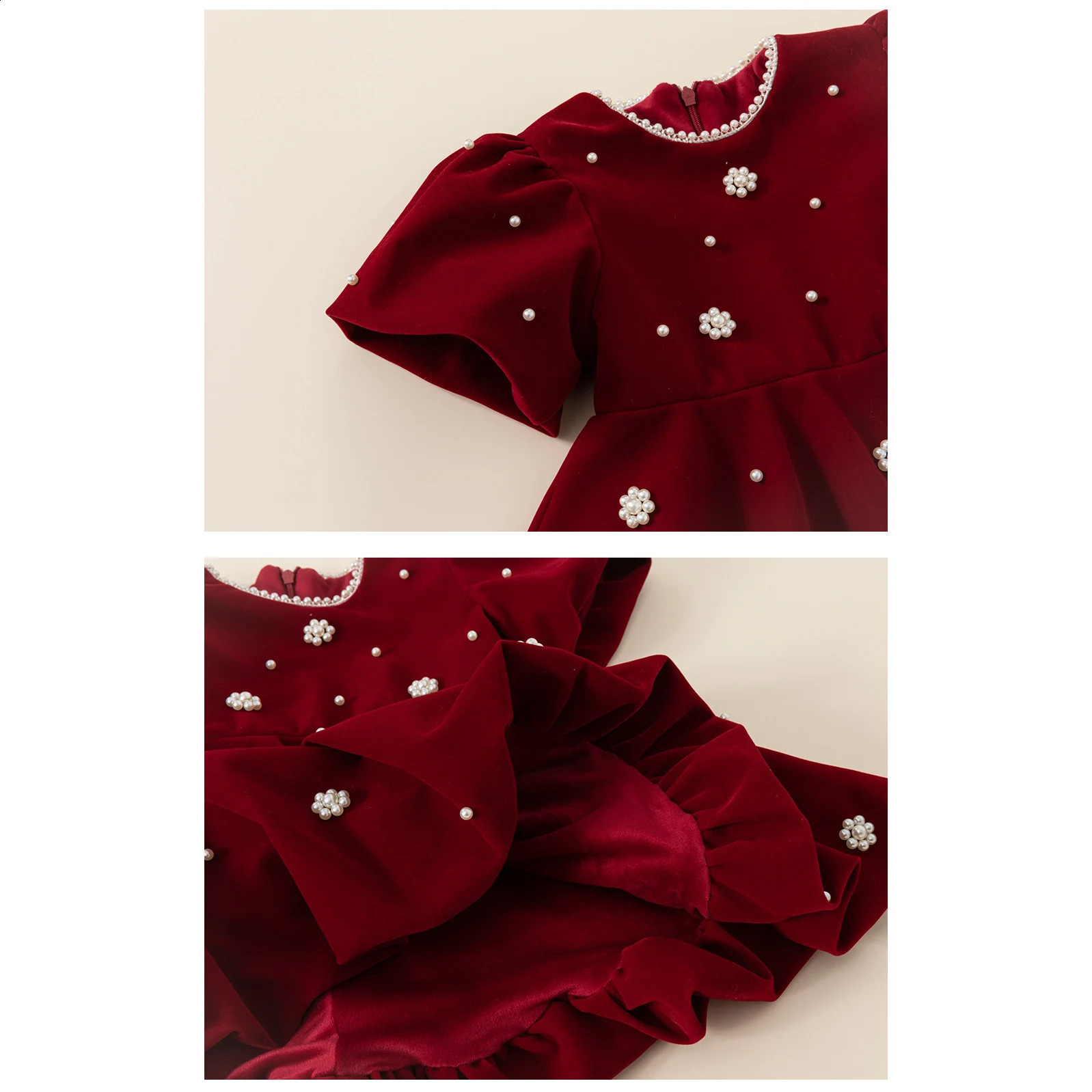 Autumn Winter Children Dress 1-10Y Girls Pearl Thick Warm Fleece Party Christmas Princess Dresses Toddler Wear Kids Clothing 250218