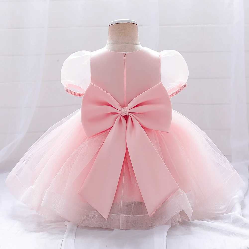 Bride maid baby dress toddler white 1st year birthday party girl princess dress newborn baptism party bow wedding dress X250203