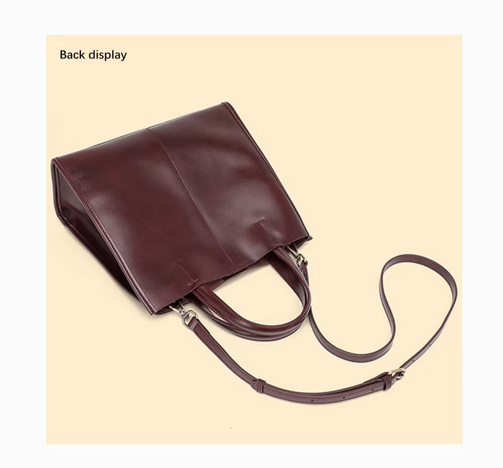 Zency Genuine Leather New Simple Shoulder Bag Large Capacity Shopper bags handbags women Casual Handbag Crossbody Vintage Oil Wax Tote