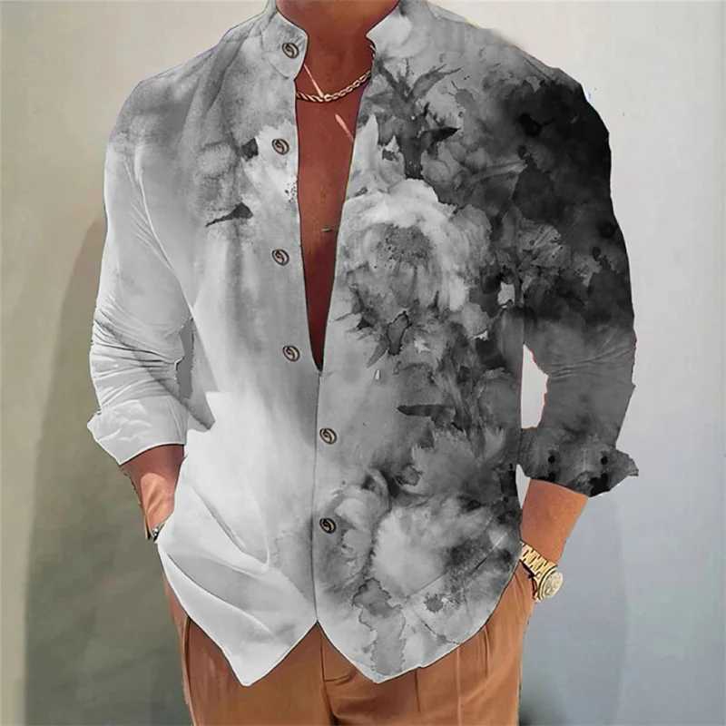 Mens shirt long-sleeved colorful fashion cardigan shirt Hawaiian 3D printed shirt XS-6XL super large size shirt soft fabricXJ250121
