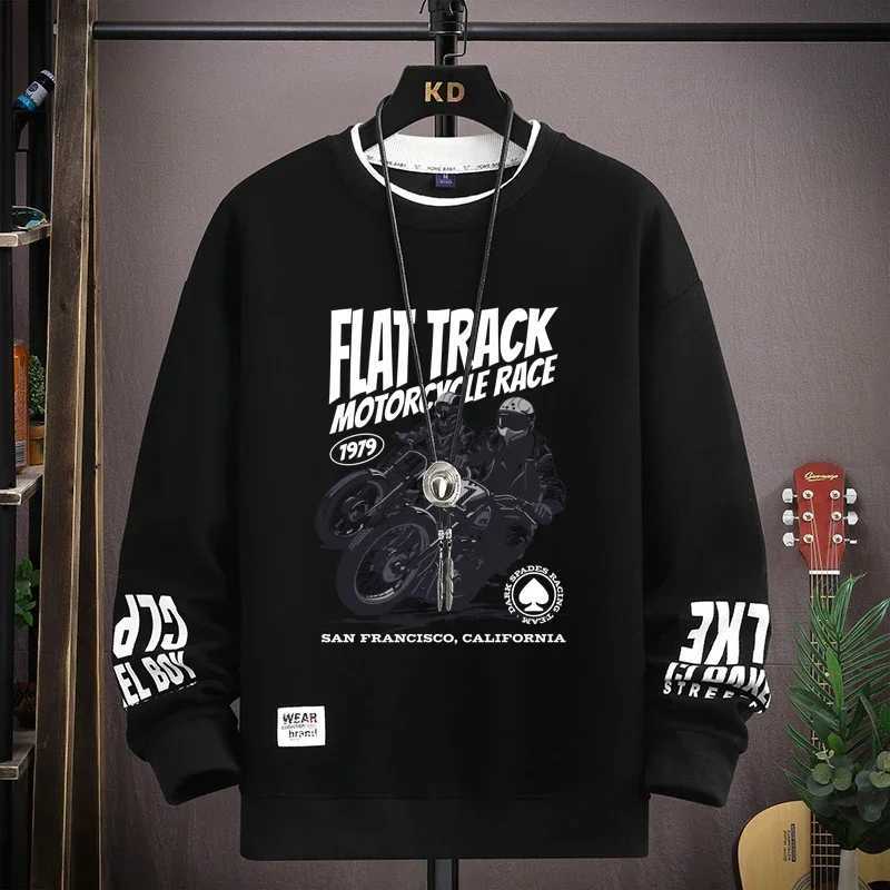 Autumn Mens Motorcycle Graphics Sweatshirt Hoodies Retro Printed Long Sleeve T-shirt Mens Clothing Black O Neck Harajuku TopXJ2500118