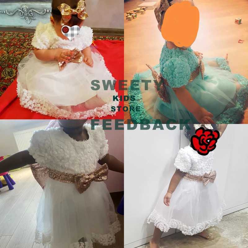 Baby sequin bow baptismal dress for girls celebrating their first birthday party dress white dress for babies and toddlers Vestido X250203