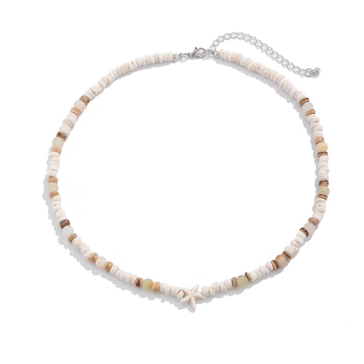 KunJoe Summer Coconut-husk Wood Beads Starfish Choker Necklace for Men Bohemian Natural Stone Clavicle Chain Male Street JewelryXJ250121