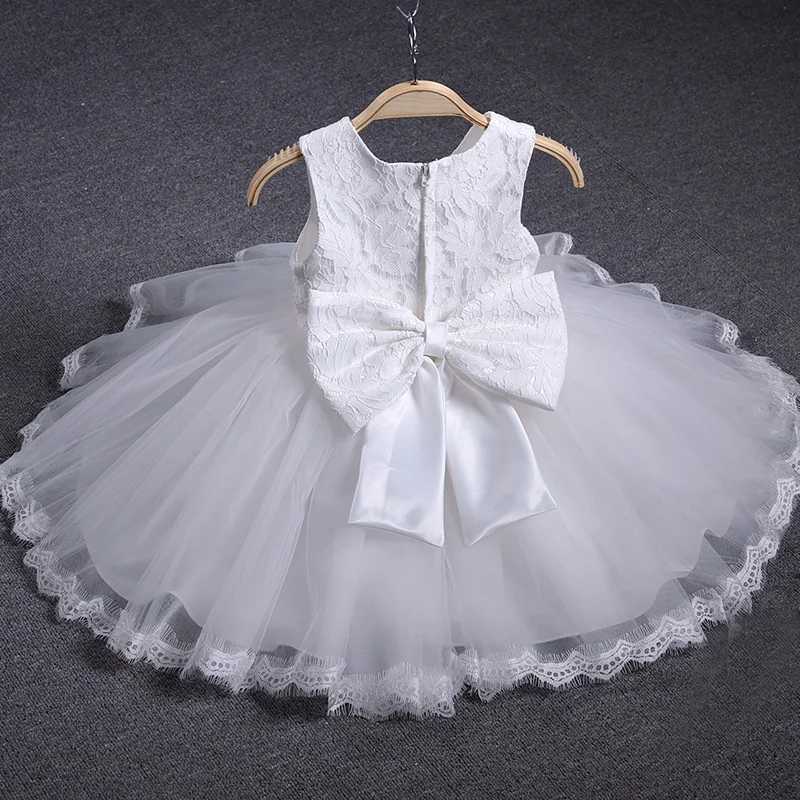 Baby Girls Princess Dress Long Sleeve 1st Year Birthday Dress White Lace Infant Gown Christening Party Newborn Baptism Clothes X250203
